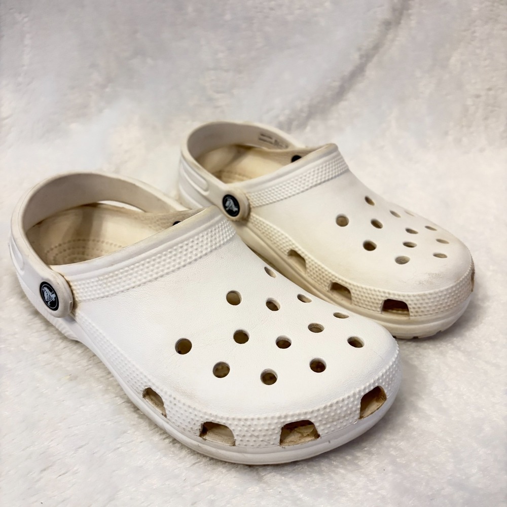 Crocs Classic Clog White Comfortable Slip On Casual Shoes 10001 Women's Size 7
